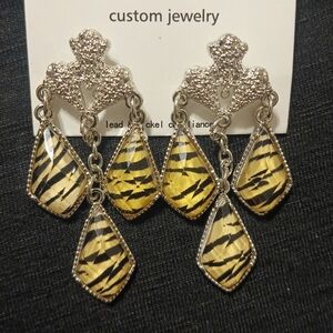 Custom Jewelry Silver and Yellow Earrings